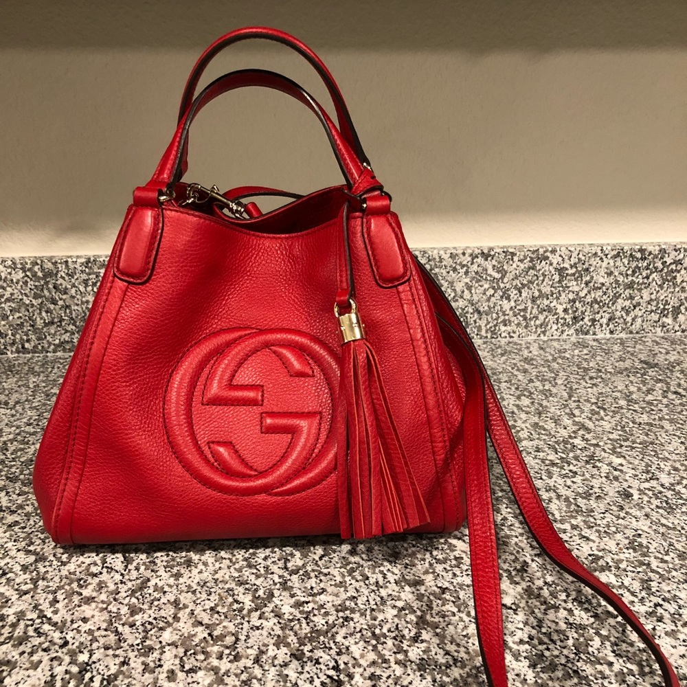 Soho Pebbled Red Leather Shoulder Bag